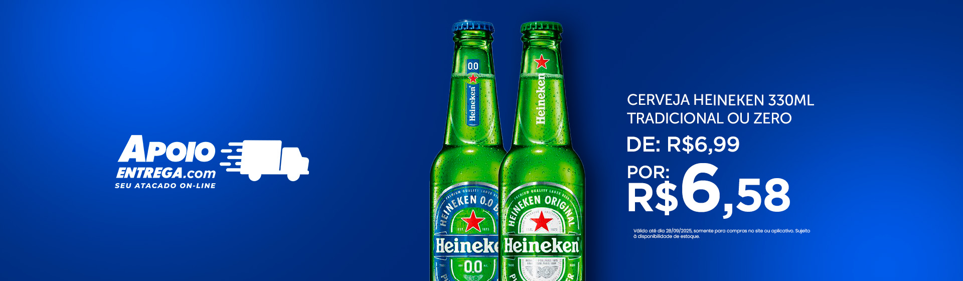 Cerveja Heineken Tradicional ou Zero 330ml 28/09